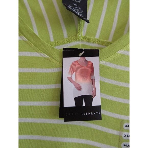 NWT Grace Elements Green & White Stripe Dip Dye Top XL - Picture 6 of 6